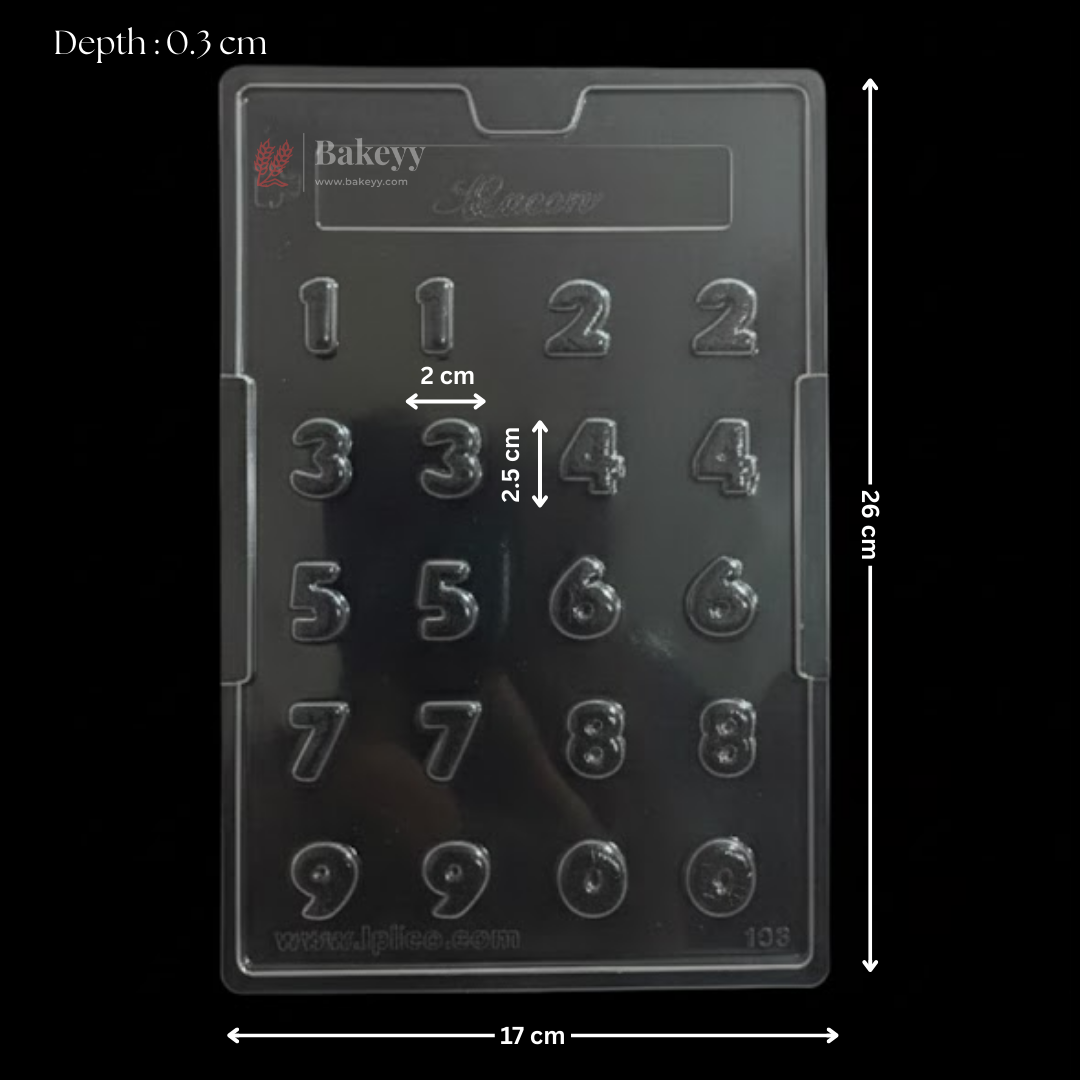 Mould 103 | Mini Number Chocolate Mould | 0–9 Digits | Food-Grade Plastic Chocolate Mould | Pack of 1
