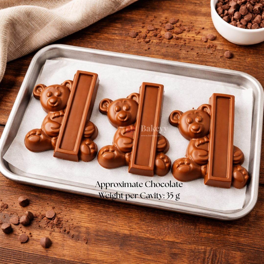 Mould 065 | Teddy Bear Chocolate Mould with Bar | Food-Grade Plastic Chocolate Mould | Pack of 1