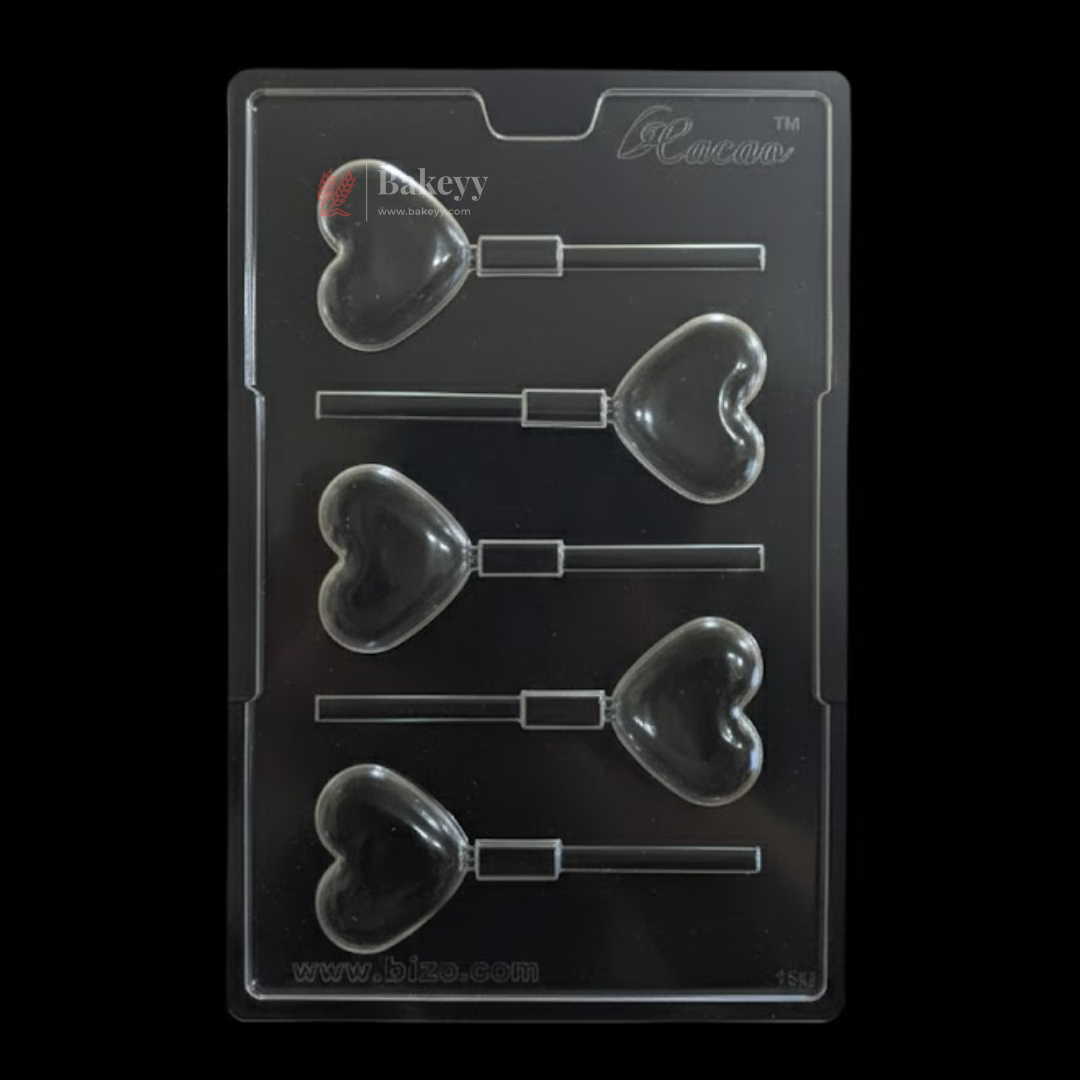 Mould 156 | Heart Lollipop Chocolate Mould | Food-Grade Plastic Chocolate Mould | Pack of 1