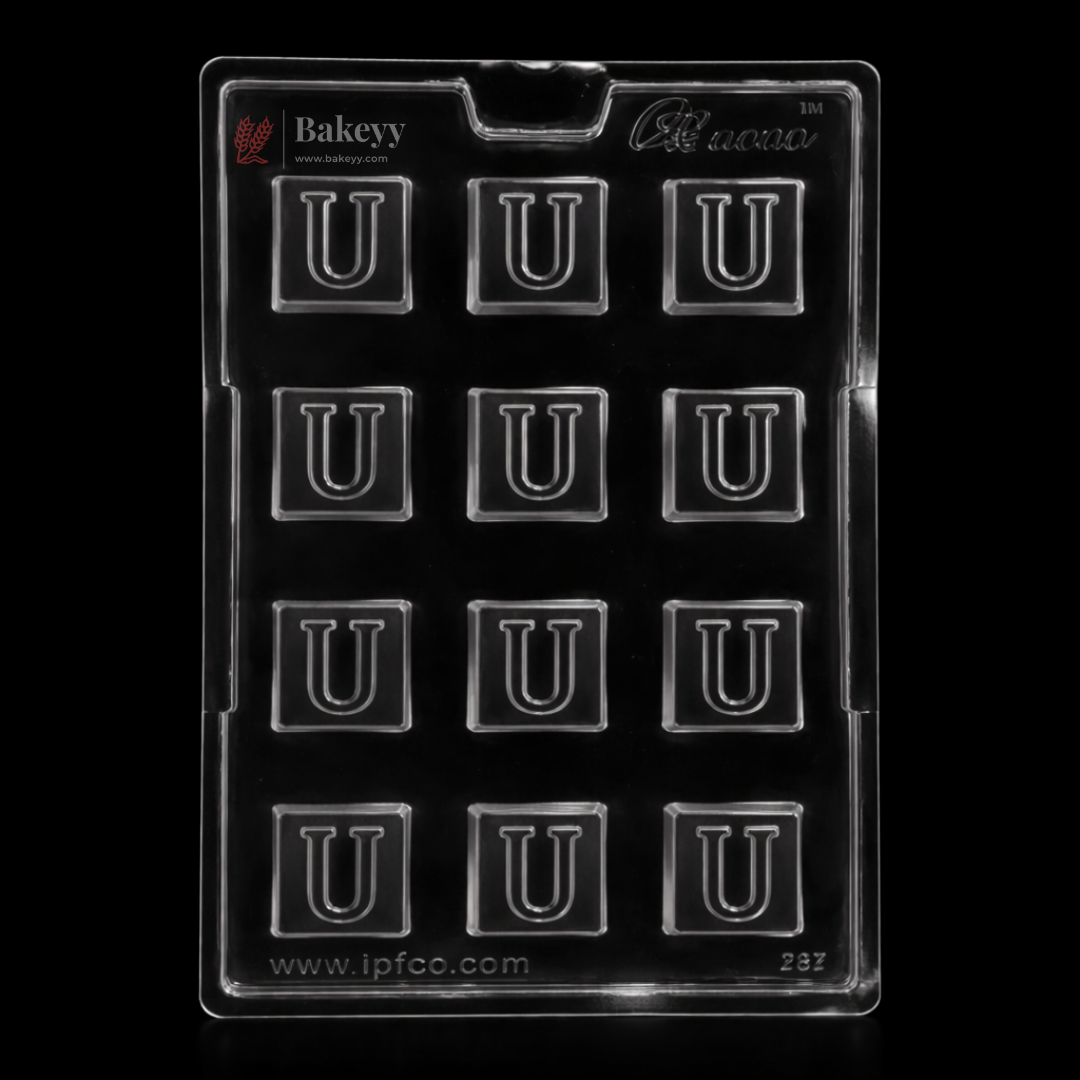 Mould 381, 382, 383 | “I”, Heart & “U” Letter Design | Alphabet & Heart Chocolate Mould | Pack of 1