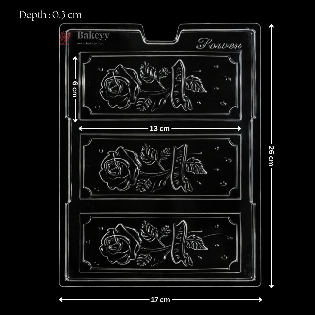 Mould 594 | Rose Message Chocolate Bar Mould | Food-Grade Plastic Chocolate Mould | Pack of 1