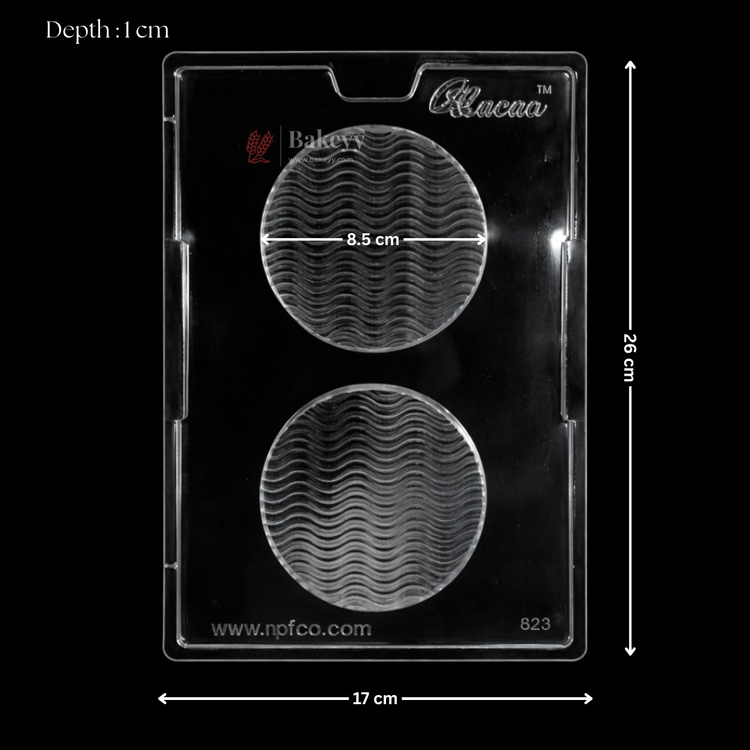 Mould 629 | Round Ripple Wave Texture Chocolate Mould | 2 Cavity | Food-Grade Plastic Chocolate Mould | Pack of 1