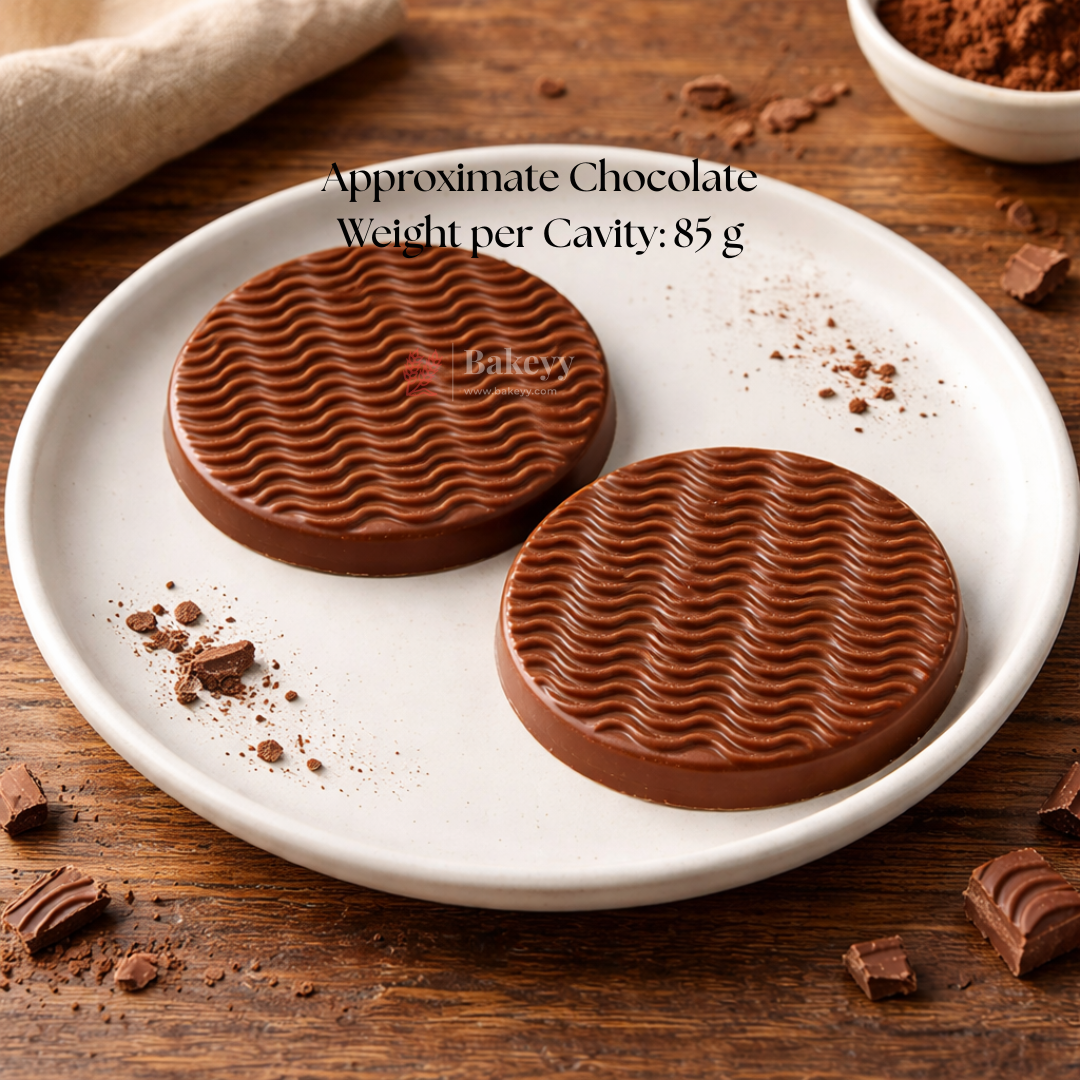 Mould 629 | Round Ripple Wave Texture Chocolate Mould | 2 Cavity | Food-Grade Plastic Chocolate Mould | Pack of 1