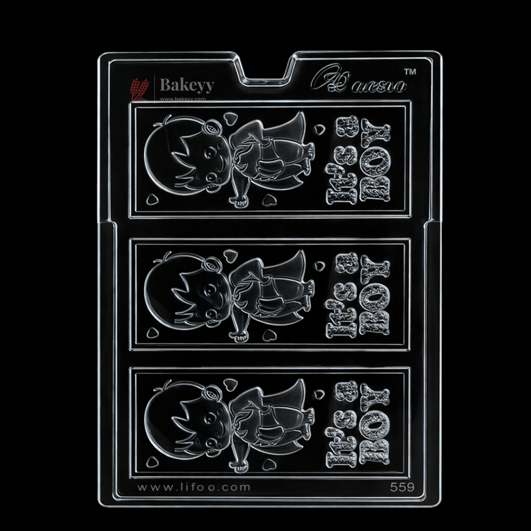 Mould 569 | “It’s a Boy” Bar Chocolate Mould | 3 Cavity | Food-Grade Plastic Chocolate Mould | Pack of 1