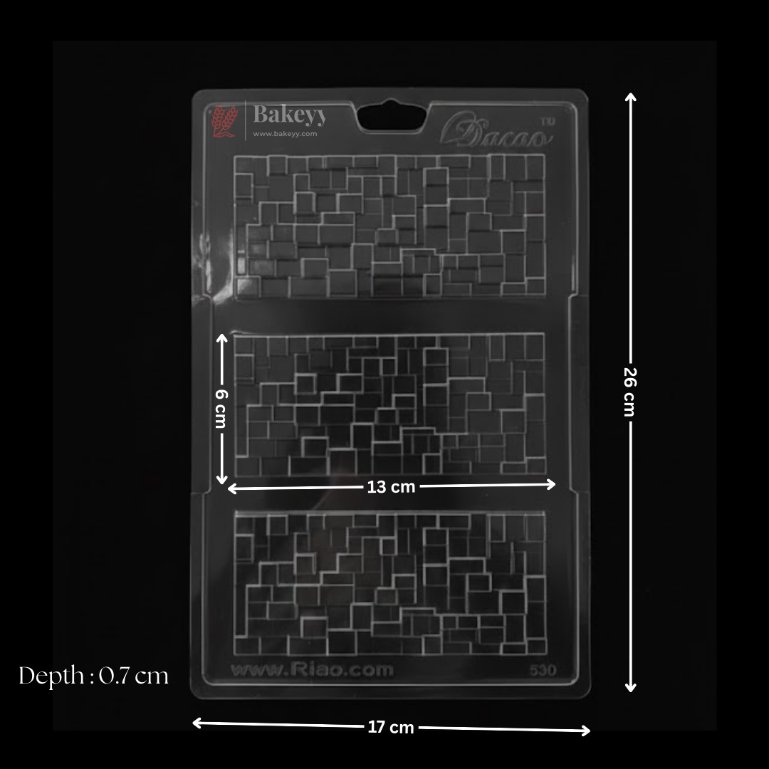 Mould 500 | Geometric Block Pattern Chocolate Bar Mould | Baking Accessories | Plastic Chocolate Mould | Party Favor Mould | Pack of 1