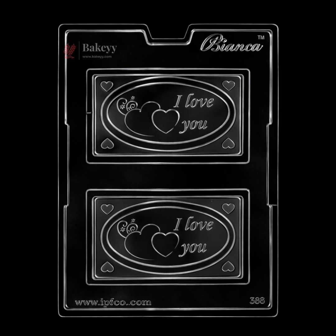 Mould 362 | “I Love You” Design Chocolate Bar Mould | 2 Cavity | Food-Grade Plastic Chocolate Mould | Pack of 1