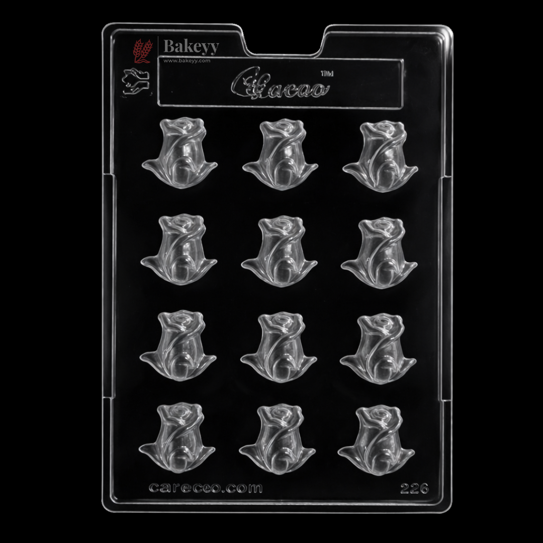Mould 220 | Rose Bud Shape Chocolate Mould | 12 Cavity | Food-Grade Plastic Chocolate Mould | Pack of 1