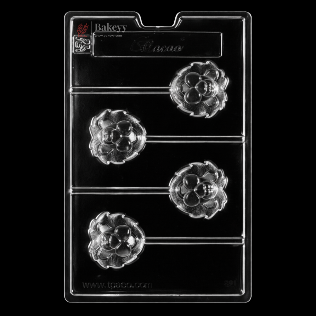 Mould 291 | Lion Face Lollipop Chocolate Mould | 4 Cavity | Food-Grade Plastic Chocolate Mould | Pack of 1