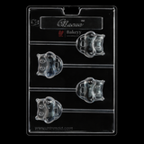 Mould 292 | Hippo Face Lollipop Chocolate Mould | 4 Cavity | Food-Grade Plastic Chocolate Mould | Pack of 1