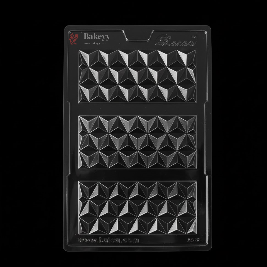 Mould 499 | Faceted Pyramid Geometric Chocolate Bar Mould | Baking Accessories | Plastic Chocolate Mould | Party Favor Mould | Pack of 1