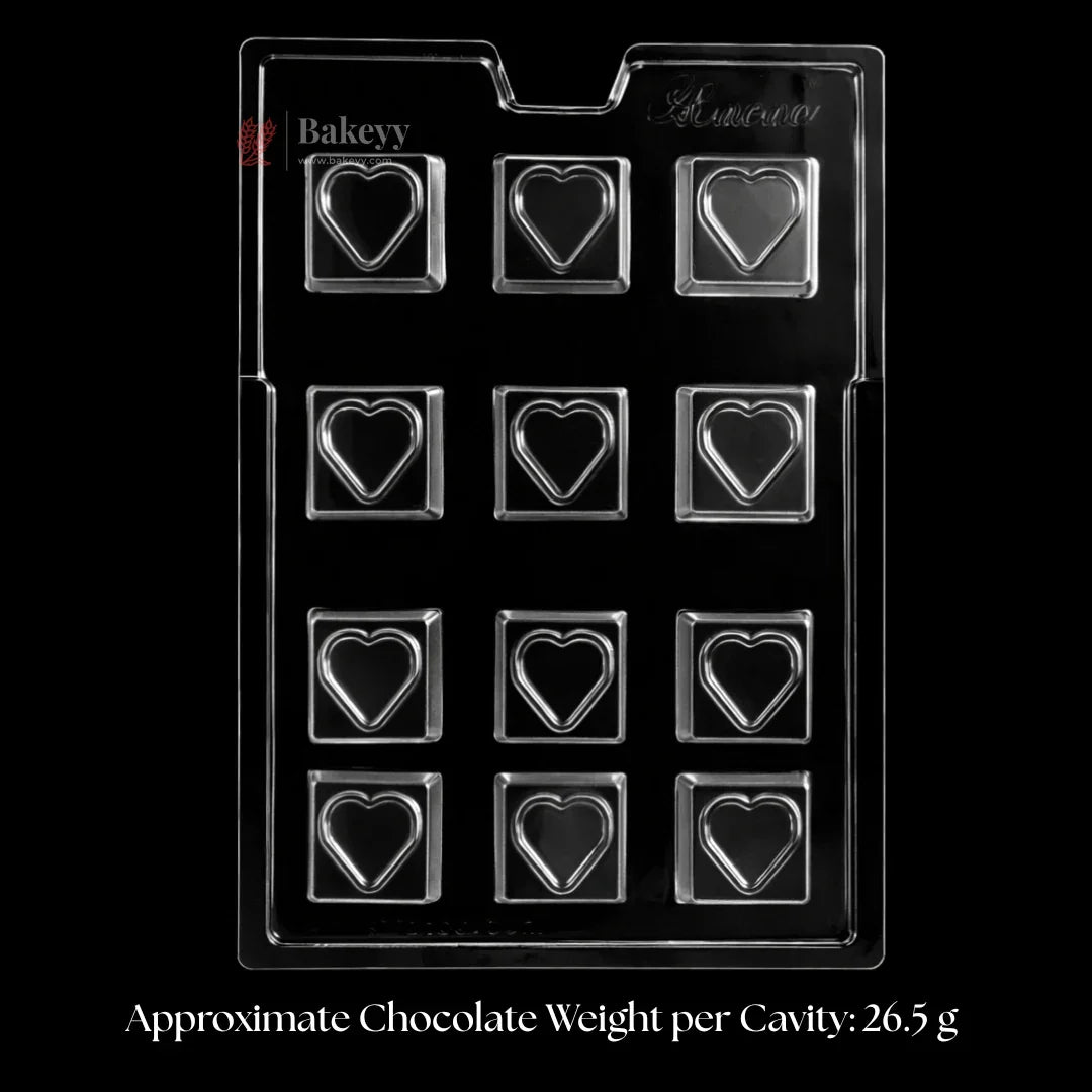 Mould 381, 382, 383 | “I”, Heart & “U” Letter Design | Alphabet & Heart Chocolate Mould | 12 Cavity | Pack of 1