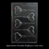 Mould 156 | Heart Lollipop Chocolate Mould | 5 Cavity | Pack of 1