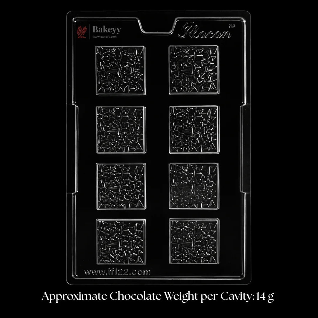 Mould 479 | Geometric Crystal Pattern Square Chocolate Mould | 8 Cavity | Pack of 1