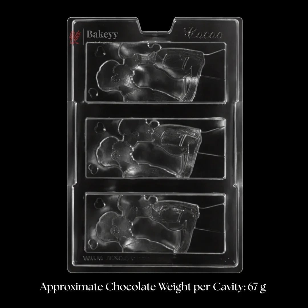 Mould 541 | Romantic Couple Chocolate Bar Mould | 3 Cavity | Pack of 1