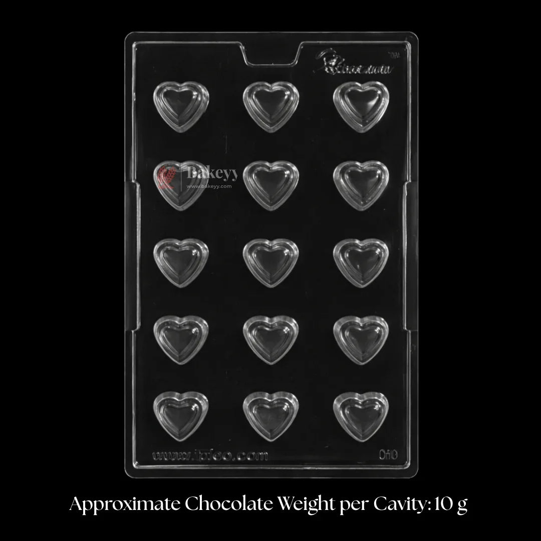 Mould 013 | Layered 3D Heart Chocolate Mould | 3D Heart Chocolate Shape Mould | 15 Cavity | Pack of 1