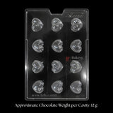 Mould 300 | Double-Curve 3D Heart Chocolate Mould | 12 Cavity | Pack of 1