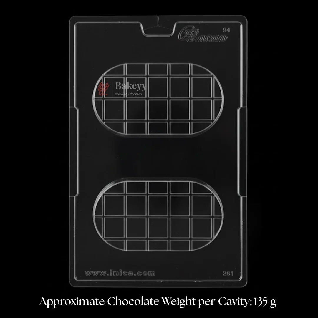 Mould 691 | Oval Chocolate Bar Mould | 2 Cavity Deep Chocolate Mould | Pack of 1