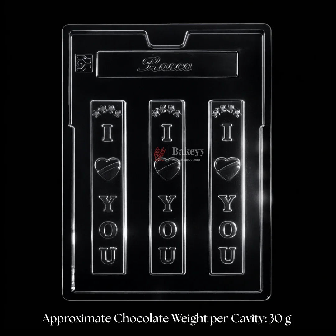Mould 269 | “I Love You” Chocolate Bar Mould | 3 Cavity | Pack of 1