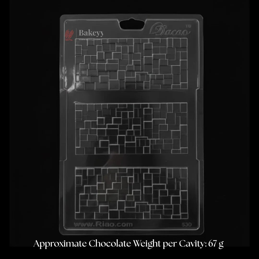 Mould 500 | Geometric Block Pattern Chocolate Bar Mould | 3 Cavity | Pack of 1