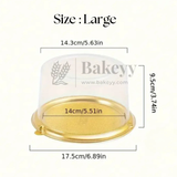 Round Cake Dome Box | Large Transparent Lid with Gold Base | Pack of 50