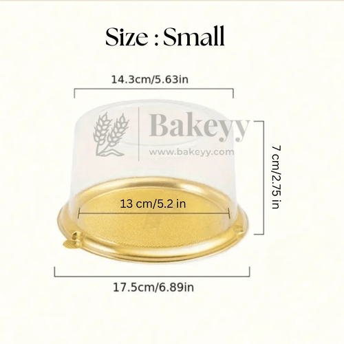 Round Cake Dome Box | Large Transparent Lid with Gold Base | Pack of 50