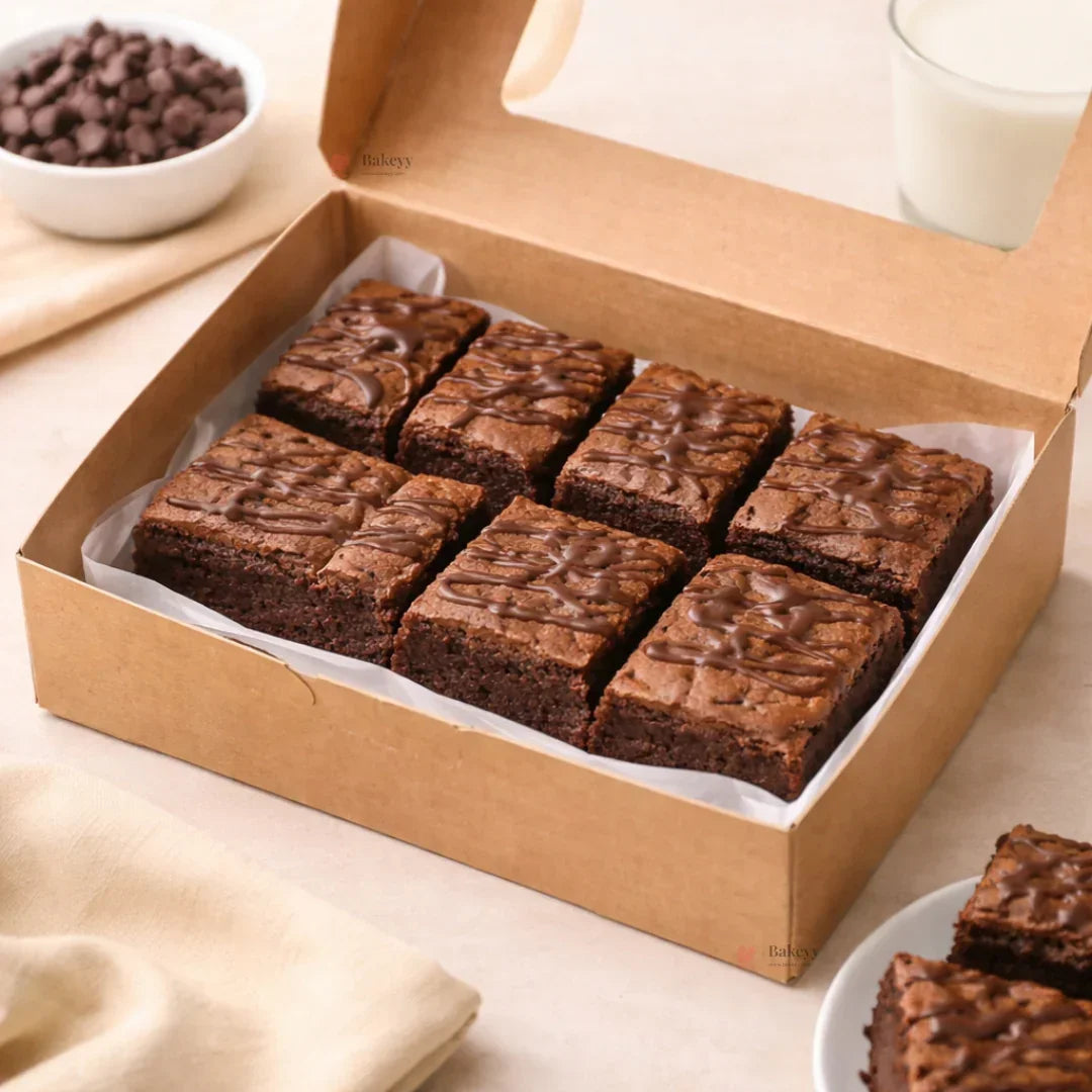 Kraft Brownie Boxes | L Shape and Top Window | Food-Grade Paperboard | Multiple Capacities Available - Bakeyy.com - India - Kraft Brownie Boxes | L Shape and Top Window | Food-Grade Paperboard | Multiple Capacities Available - Top Window / 1 Brownie 50.00