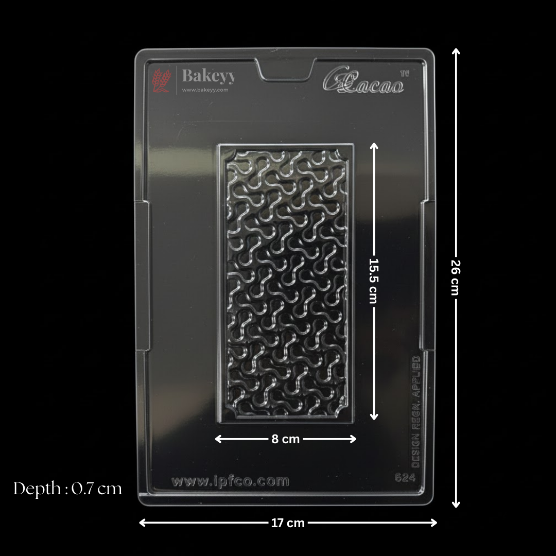Mould 624 | Interlocking Wave Pattern Chocolate Bar Mould | Baking Accessories | Plastic Chocolate Mould | Party Favor Mould | Pack of 1