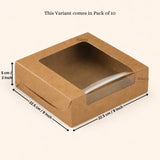 Kraft Brownie Boxes | L Shape and Top Window | Food-Grade Paperboard | Multiple Capacities Available