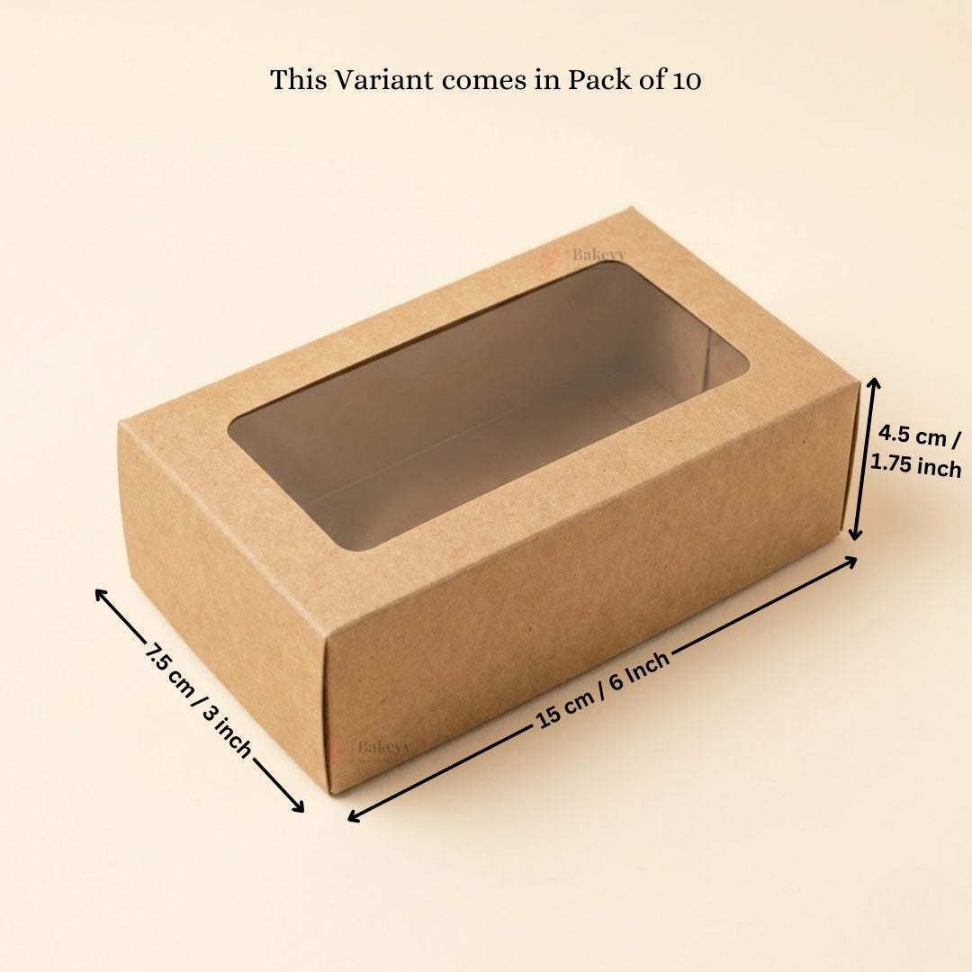 Kraft Brownie Boxes | L Shape and Top Window | Food-Grade Paperboard | Multiple Capacities Available