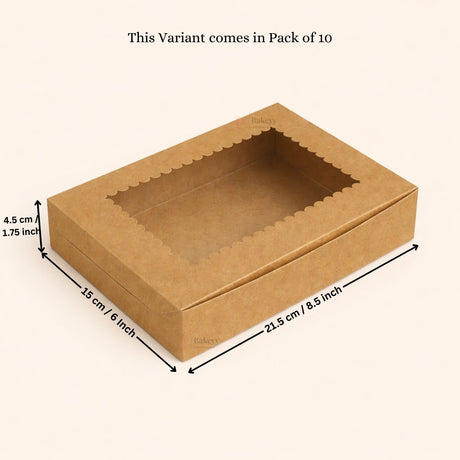 Kraft Brownie Boxes | L Shape and Top Window | Food-Grade Paperboard | Multiple Capacities Available - Bakeyy.com - India - Kraft Brownie Boxes | L Shape and Top Window | Food-Grade Paperboard | Multiple Capacities Available - Top Window / 6 Brownie 135.00