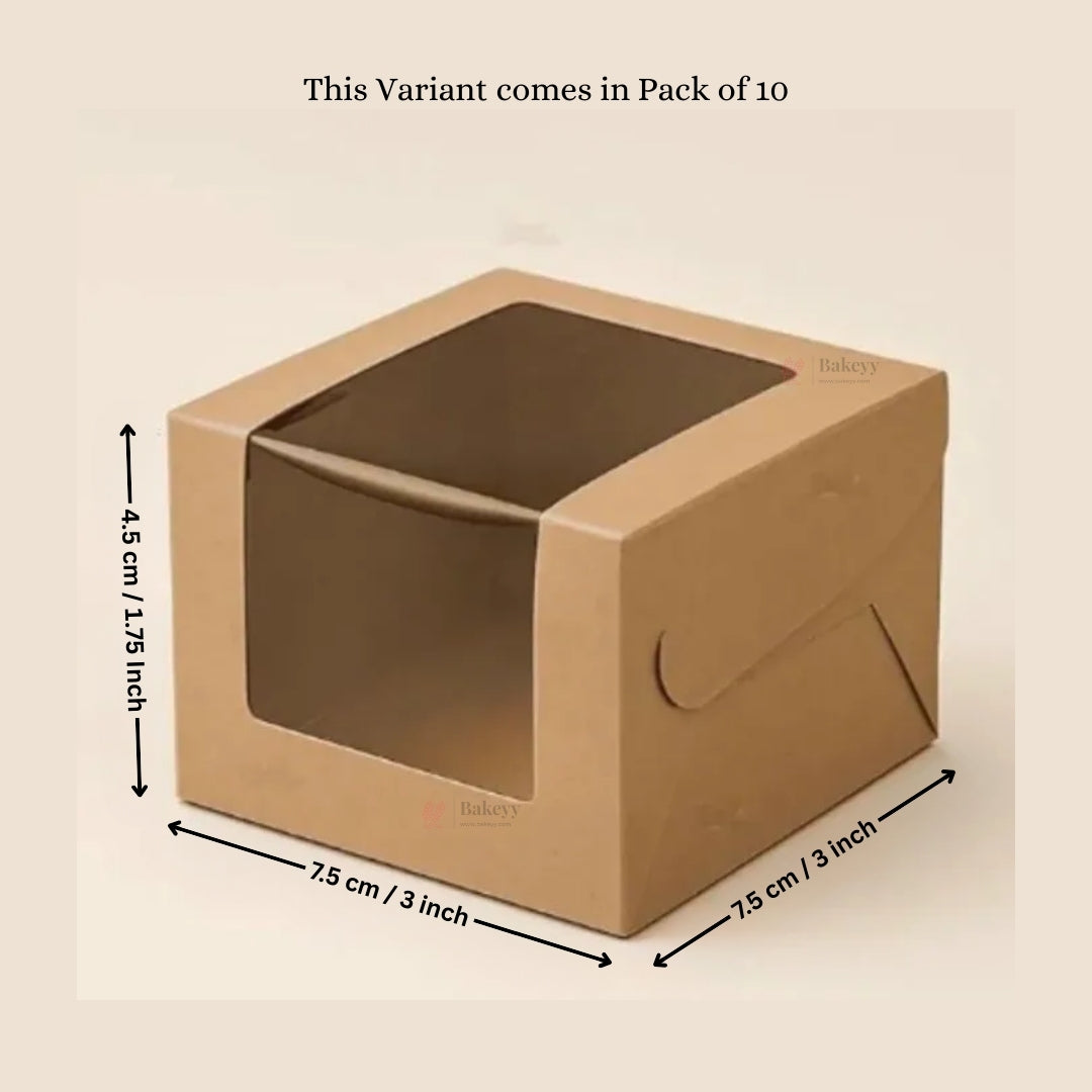 Kraft Brownie Boxes | L Shape and Top Window | Food-Grade Paperboard | Multiple Capacities Available