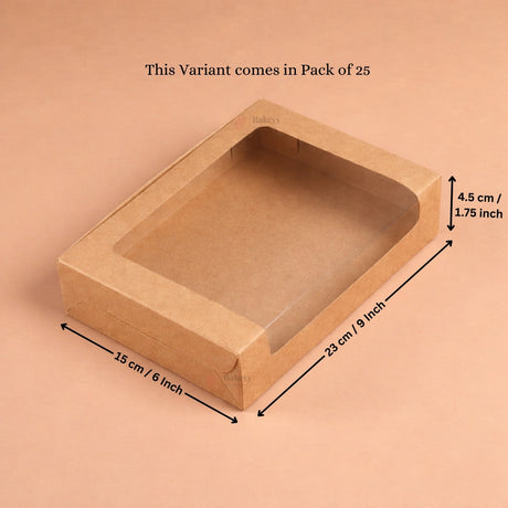 Kraft Brownie Boxes | L Shape and Top Window | Food-Grade Paperboard | Multiple Capacities Available - Bakeyy.com - India - Kraft Brownie Boxes | L Shape and Top Window | Food-Grade Paperboard | Multiple Capacities Available - L Shape Window / 6 Brownie 365.00