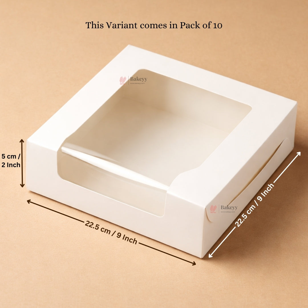 White Brownie Boxes | L Shape and Top Window | Food-Grade Paperboard | Multiple Capacities Available