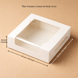 White Brownie Boxes | L Shape and Top Window | Food-Grade Paperboard | Multiple Capacities Available