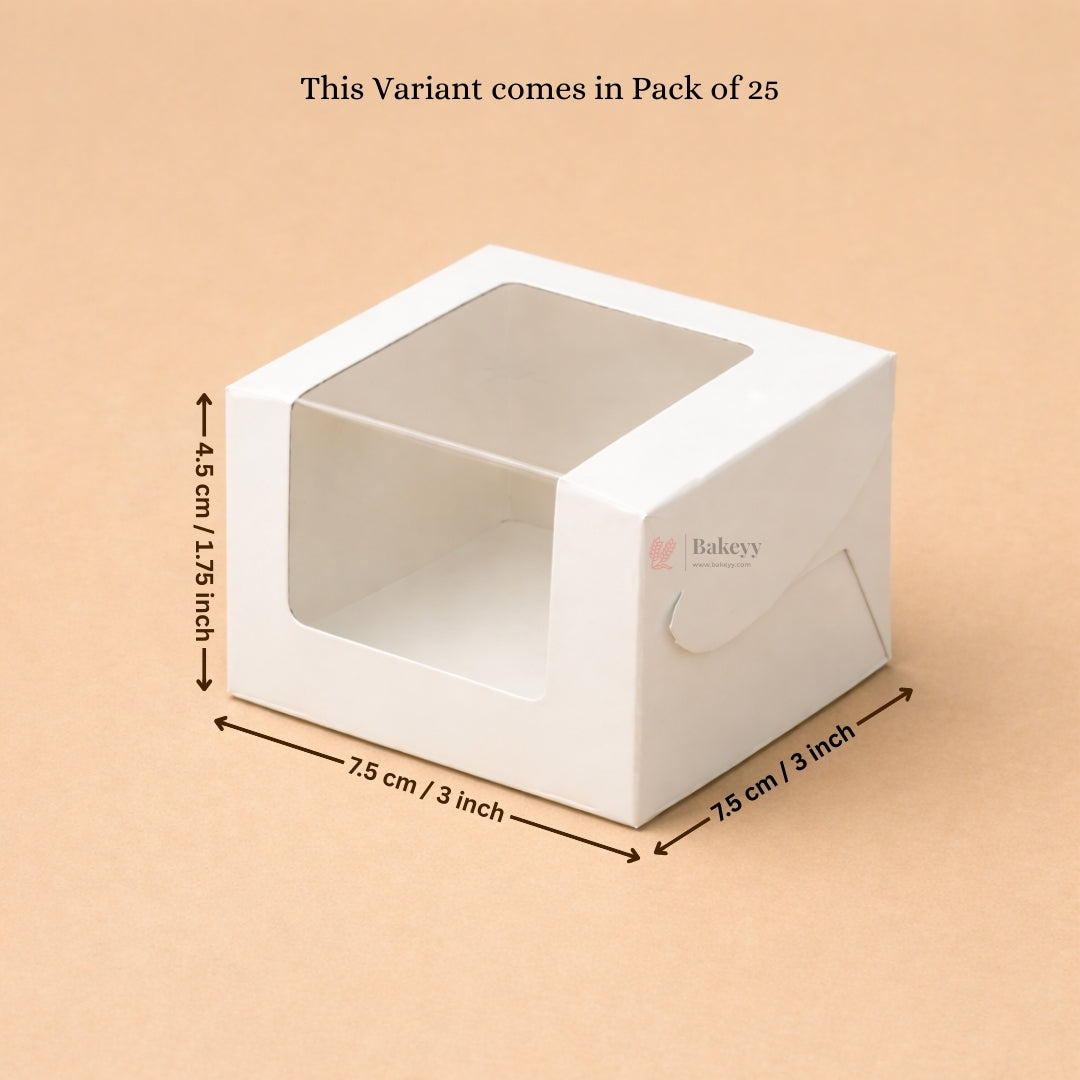 White Brownie Boxes | L Shape and Top Window | Food-Grade Paperboard | Multiple Capacities Available