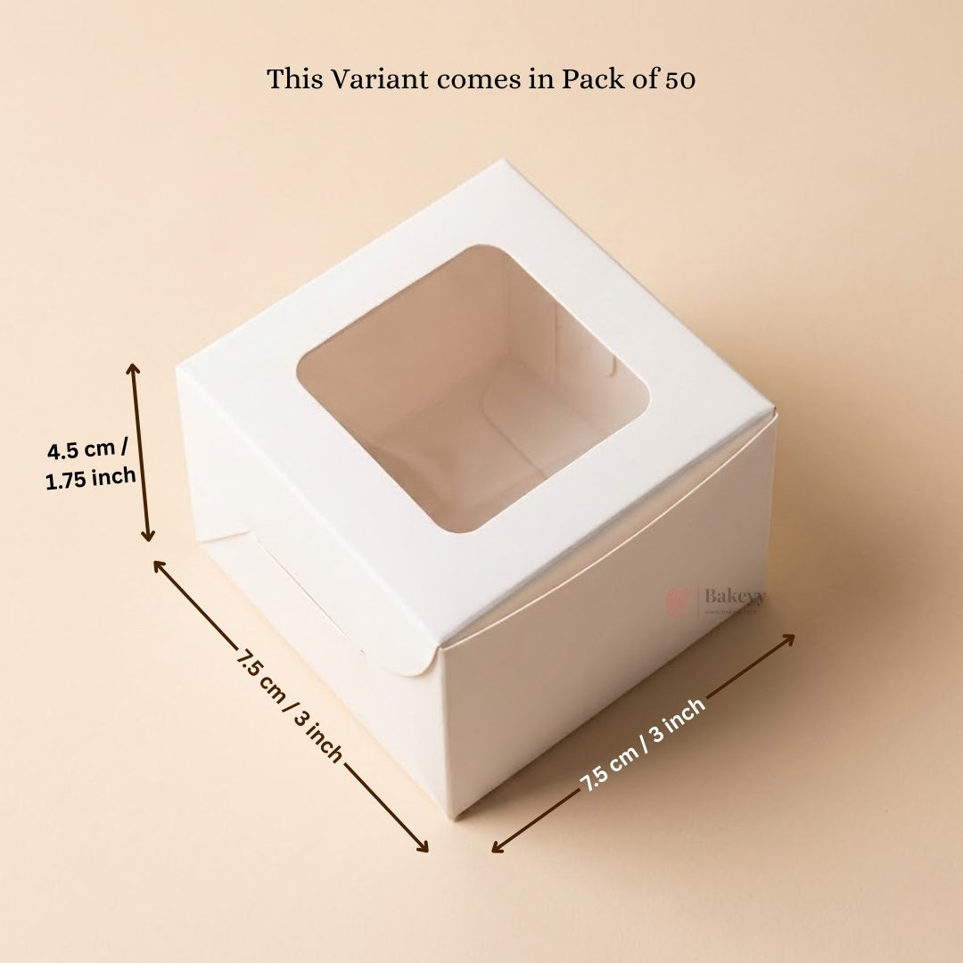 White Brownie Boxes | L Shape and Top Window | Food-Grade Paperboard | Multiple Capacities Available