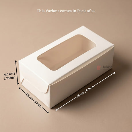 White Brownie Boxes | L Shape and Top Window | Food-Grade Paperboard | Multiple Capacities Available - Bakeyy.com - India - White Brownie Boxes | L Shape and Top Window | Food-Grade Paperboard | Multiple Capacities Available - Top Window / 2 Brownie 200.00