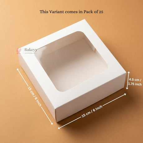 White Brownie Boxes | L Shape and Top Window | Food-Grade Paperboard | Multiple Capacities Available - Bakeyy.com - India - White Brownie Boxes | L Shape and Top Window | Food-Grade Paperboard | Multiple Capacities Available - Top Window / 4 Brownie 250.00