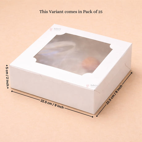 White Brownie Boxes | L Shape and Top Window | Food-Grade Paperboard | Multiple Capacities Available - Bakeyy.com - India - White Brownie Boxes | L Shape and Top Window | Food-Grade Paperboard | Multiple Capacities Available - Top Window / 9 Brownie 550.00