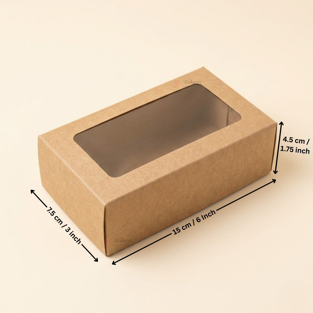 Kraft Brownie Boxes | L Shape and Top Window | Food-Grade Paperboard  | Pack of 25