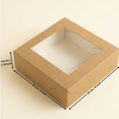Kraft Brownie Boxes | L Shape and Top Window | Food-Grade Paperboard  | Pack of 25