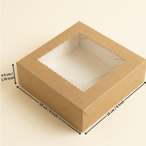 Kraft Brownie Boxes | L Shape and Top Window | Food-Grade Paperboard  | Pack of 25