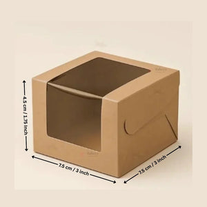 Kraft Brownie Boxes | L Shape and Top Window | Food-Grade Paperboard  | Pack of 25