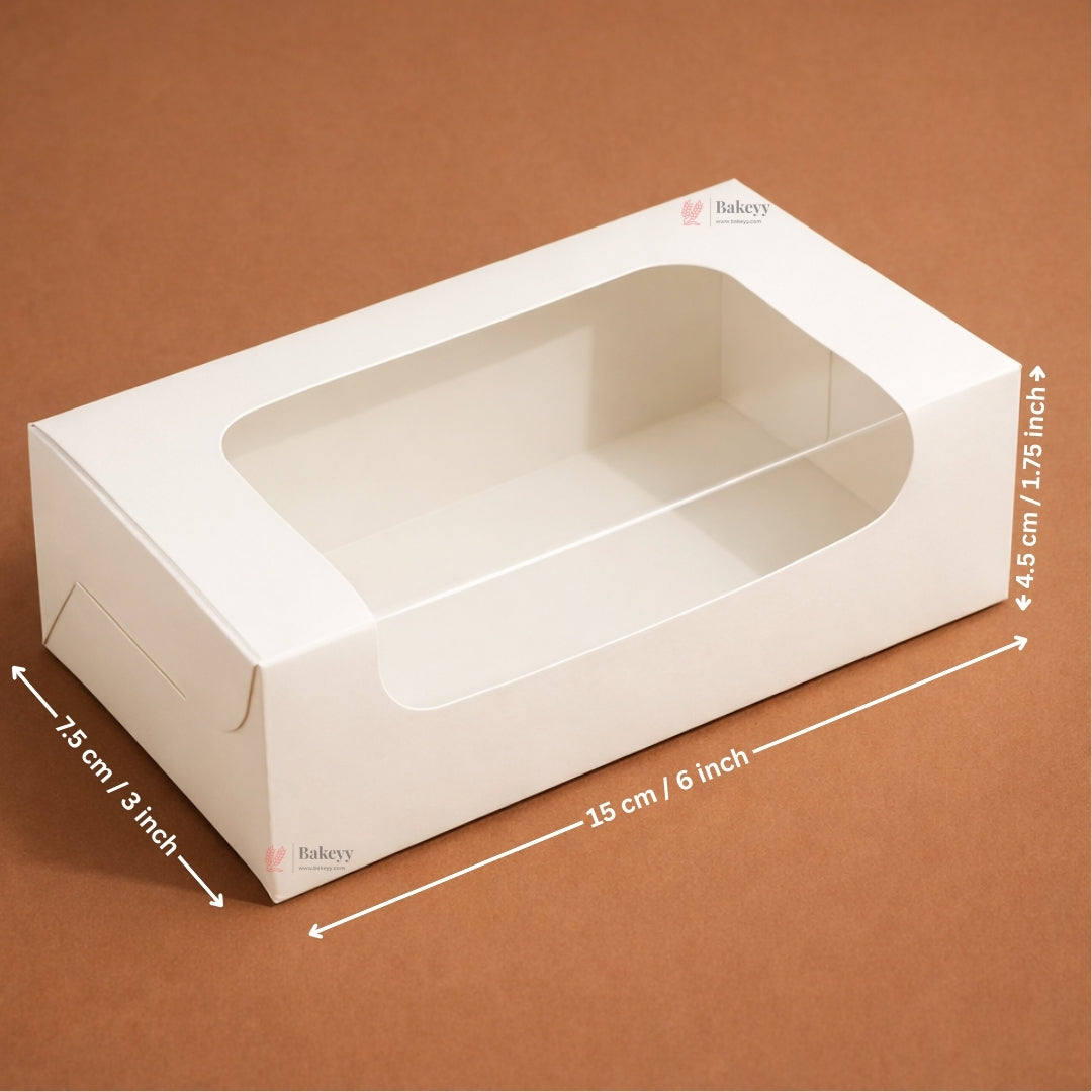 White Brownie Boxes | L Shape and Top Window | Food-Grade Paperboard | Multiple Capacities Available
