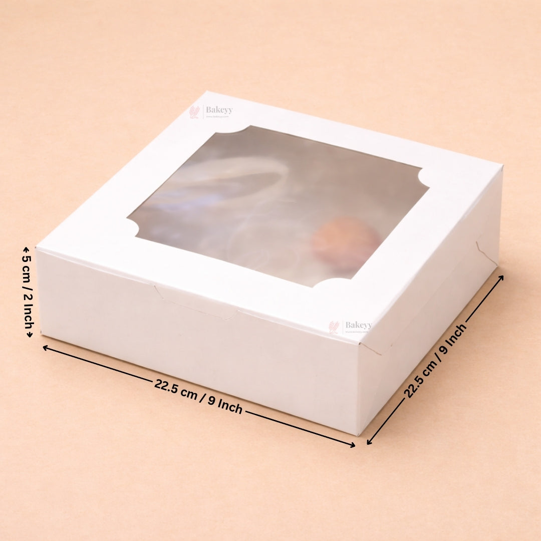 White Brownie Boxes | L Shape and Top Window | Food-Grade Paperboard | Multiple Capacities Available