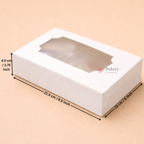 White Brownie Boxes | L Shape and Top Window | Food-Grade Paperboard | Multiple Capacities Available