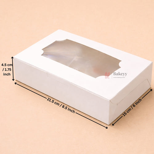 White Brownie Boxes | L Shape and Top Window | Food-Grade Paperboard | Multiple Capacities Available