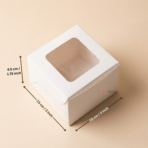 White Brownie Boxes | L Shape and Top Window | Food-Grade Paperboard | Multiple Capacities Available