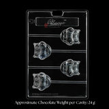 Mould 292 | Hippo Face Lollipop Chocolate Mould | 4 Cavity | Pack of 1
