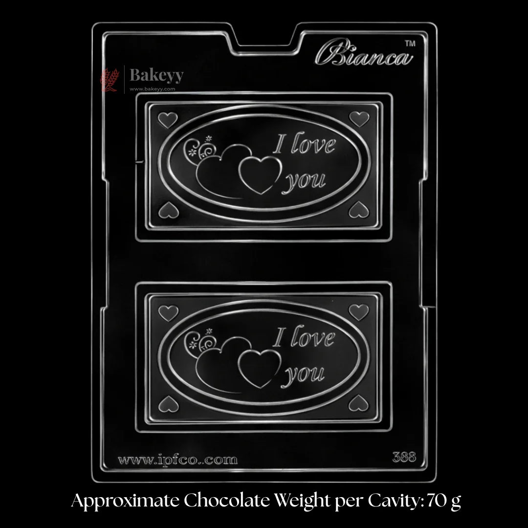 Mould 362 | “I Love You” Design Chocolate Bar Mould | 2 Cavity | Pack of 1